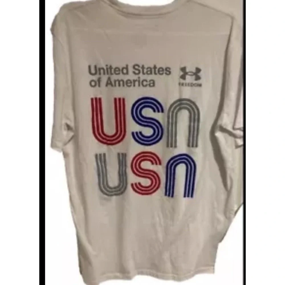 Lot Of 2 Under Armour USA Men's Short Sleeve T-Shirt  XL White‎ USA & Army Green